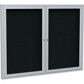 Ghent Ghent Enclosed Bulletin Board, 2 Door, 48"W x 36"H, Black Fabric/Silver Frame PA23648F-95